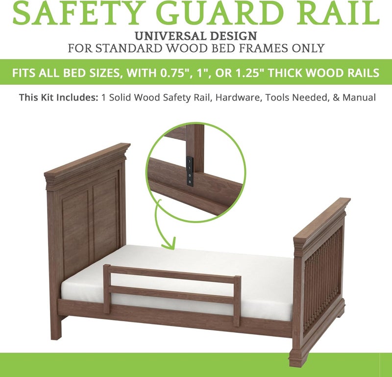 CC KITS Safety Guard Rail for Baby, Kids, and Children - Solid Wood Safety Bed Rail for Toddlers - Easy Installation - Premium Protection for Bunk, Twin, Full, Queen and King Size Beds - (Harvest Brown) - Image 2